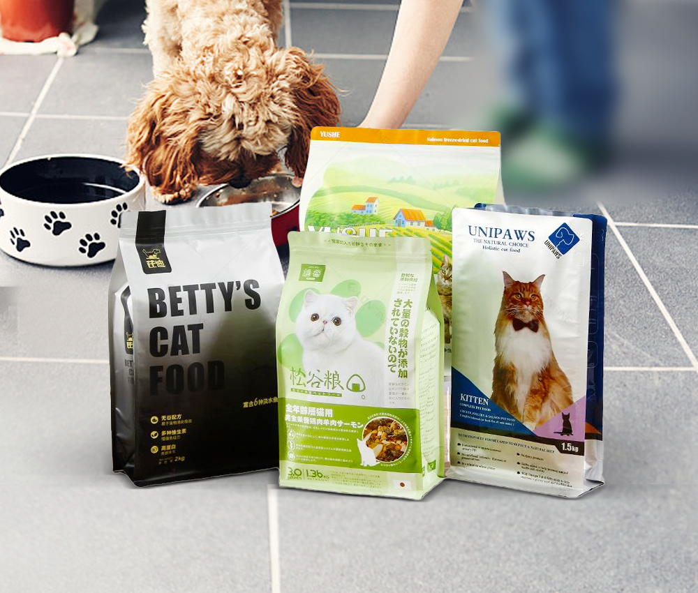 Wholesale High Barrier Plastic Stand Up Flat Bottom Pet Dog Food Packaging Bag