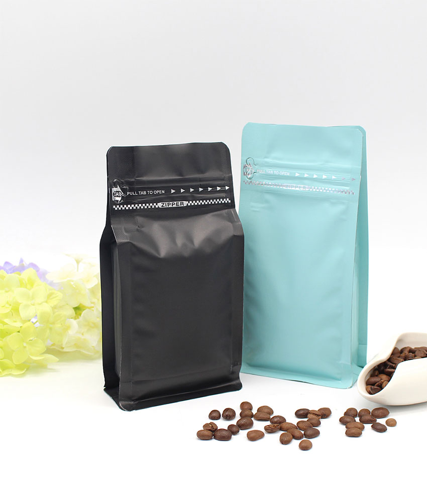 125g 250g 500g 1kg Aluminum Foil Flat Bottom Coffee Bean Bags With Valve